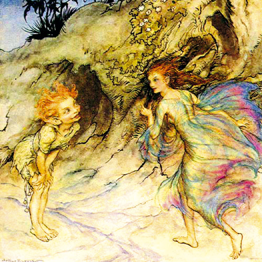 Painting of Puck, Character of Shakespeare's Midsummer Night, by Arthur Rackham (1867 – 1939) | Wikimedia